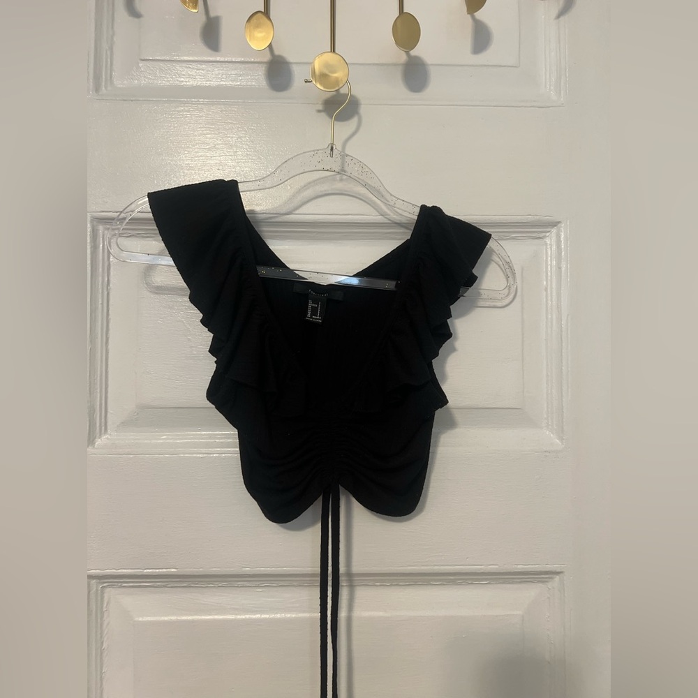 Forever 21 Black Ruffled Blouse